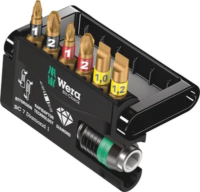 Obrázek produktu pro Wera 05057416001, 7 kusů, Phillips, Křížový, Zdířka, 1 x 1/4"x50 1 x PH 1x25 1 x PH 2x25 1 x PZ 1x25 1 x PZ 2x25 1 x 1.0x5.5x25 1 x 1.2x6.5x25, 25,4 / 4 mm (1 / 4"), Šestihranný