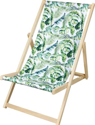 Produktbild von Liegestuhl Strandliege Sonnenliege Gartenliege Holz Liege Holzstrandliege 120kg Bananenblätter Weiß
