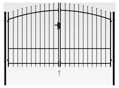 Produktbild von Doppelflügeltor mit Speerspitzen aus Stahl 3 x 1,75 m Schwarz