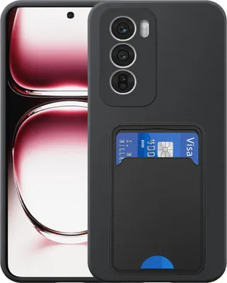 Obrázek produktu pro Vhodné pro Oppo Reno 12 Phone Case with TPU Card Holder - Flexibilní zadní kryt Silikonové pouzdro TPU s přihrádkou na karty - Black - Smartphonics