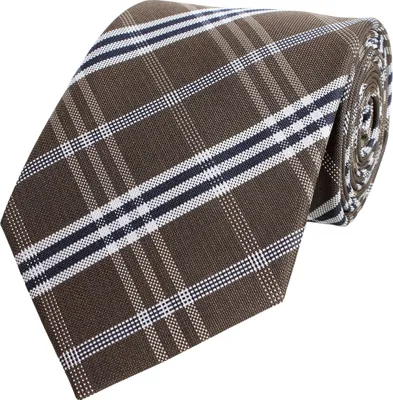 Produktbild von Fabio Farini - 1 Stück verschiedenfarbige Herren Krawatten mit Karomuster in 8cm Breit (8cm), Braun Blau Weiß