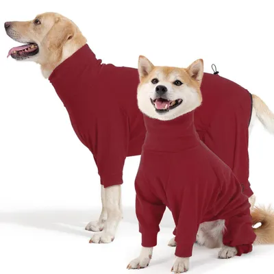Image de Manteau d'hiver pour chien, en polaire, avec pattes, couleur rouge, taille L