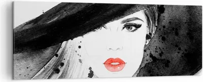 Produktbild von Bild auf Leinwand - Leinwandbild - Frau Gesicht Lippen - 140x50cm - Wand Bild - Wanddeko - Leinwanddruck - Bilder - Kunstdruck - Wanddekoration - Leinwand bilder - Wandkunst - AB140x50-3916