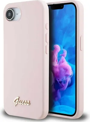 Obrázek produktu pro Guess Silicone Script Metal Logo MagSafe - Pouzdro na iPhone 16e (růžové)