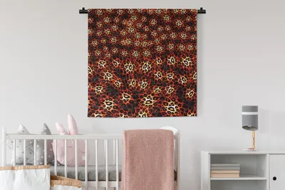 Produktbild von MuchoWow® Wandteppich Wandbehang Leopard - Muster - Orange 90x90 cm Tapisserie Dekoration Wandtuch - Wandaufhänger