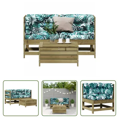 Produktbild von The Living Store 3-tlg. Garten-Lounge-Set mit Kissen Kiefernholz Imprägniert