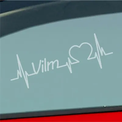Produktbild von Auto Aufkleber Vilm Herz Puls Insel Island Ostsee Liebe Love 19x7 cm Milchglas Sticker Heckscheibenaufkleber