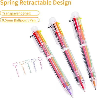 Obrázok produktu pre Pero, viacfarebné, 6 v 1, farebné pero, zasúvateľný dizajn, 0,5 mm, darček, zberateľské albumy, náradie, narodeninová pohľadnica pre priateľov, študentov