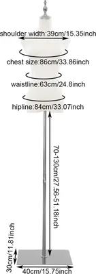 Produktbild von Damen Schaufensterpuppe - Torso Oberkörper - Höhenverstellbar 70–130 cm - Freistehend - Metallständer - JJFT2G-001600