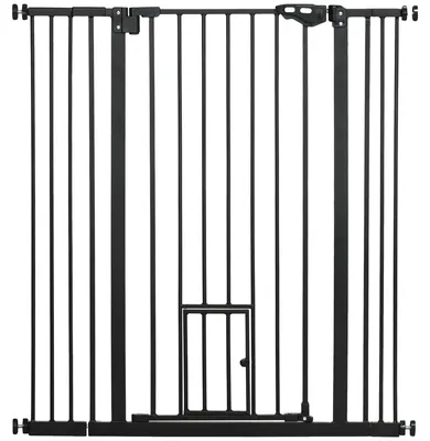 Image de Barrière de sécurité pour chiens, ajustable, construction robuste, noir, 206 x 90 cm