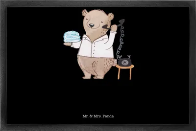 Produktbild von Mr. & Mrs. Panda Schmutzfangmatte Hotelfachmann Herz 50 x 75 cm - Schwarz - Geschenk, Spruch, Witzig, Fussmatte, abstreifer, fußmatte, Gummimatte, Fußabstreifer, Lustig