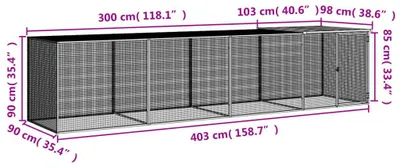 Produktbild von vidaXL Hühnerkäfig mit Dach Hellgrau 403x98x90 cm Verzinkter Stahl