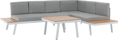 Obrázek produktu pro Kondela Kovový zahradní nábytek Pelor - bílá / světle šedá / dub