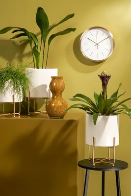 Produktbild von Mica Decorations Aries Blumentopf auf Ständer - 3er-Set - H32 x Ø24 cm - Weiß