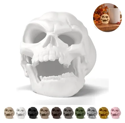 Produktbild von Halloween Kürbis mit Totenkopf, Deko 6,2 cm aus PLA – Weiß