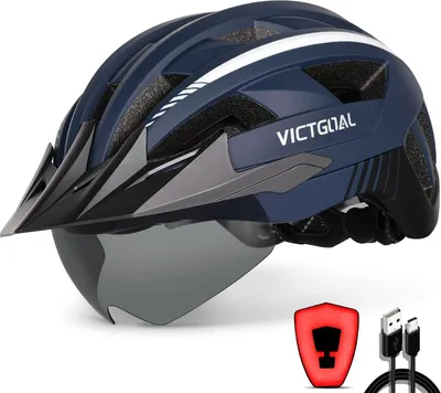 Produktbild von VICTGOAL Fahrradhelm Herren Damen MTB Helm mit Abnehmbarer Magnetische Schutzbrille Visier Atmungsaktiv 21 Belüftungskanäle Radhelm Einstellbare