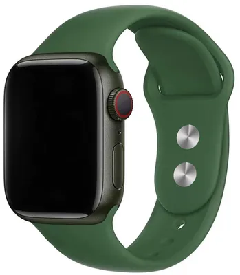 Produktbild von Stravo Premium-Silikon-Sportarmband für Apple Watch 44/45/46/49 mm, Series 4-11, SE, Ultra, Doppel-Druckverschluss – Grün