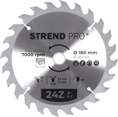 Produktbild von Scheibe Strend Pro TCT 180x2.2x20/16 mm 24T, für Holz, Sägeblatt, SK-Zähne