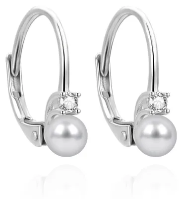 Image de Jolies boucles d'oreilles en argent avec perle d'eau douce AGUC3513P-G