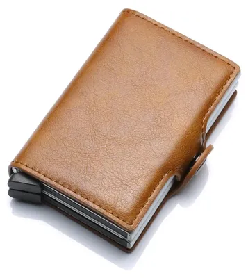 Obrázek produktu pro Peněženka, mini peněženka, pouzdro na karty, pouzdro na kreditní karty, kožená peněženka Slim Wallet, pouzdro na kreditní karty Smart Wallet s přihrádkou na karty a mincovníkem. Barva: hnědá