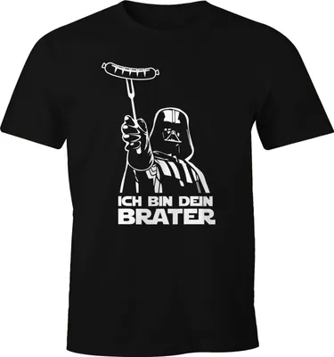 Produktbild von Herren T-Shirt Ich bin dein Brater Fun-Shirt Grillen Barbecue BBQ Fleisch Parodie Nerd Moonworks® schwarz S