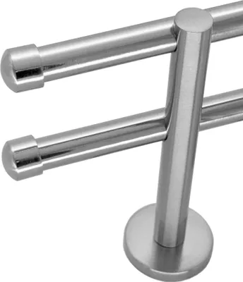 Produktbild von Gardinenstange mit Wandhalterung I Metall Edelstahl Look 2-läufig Ø 16mm I H22