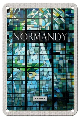 Produktbild von Blechschild Reise 12x18cm Normandy Frnace Mosaik Kunst Schild
