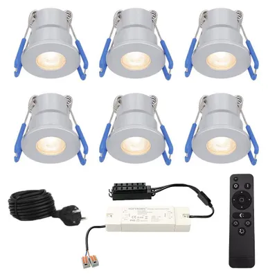 Image de HOFTRONIC - Lot de 6 Mini Spot LED encastrable 3W 2700K IP65 Inox