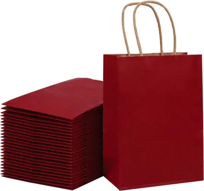 Obrázok produktu pre 15X8X21 cm Kraftové darčekové tašky červené 25 kusov - ideálne na narodeninovú a svadobnú párty