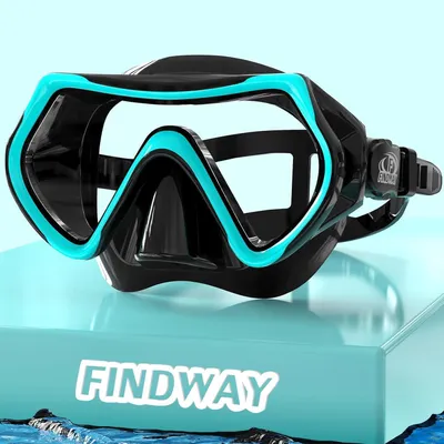 Produktbild von Schnorchelmaske für Erwachsene mit HD Gehärtetes Glas, Silikonband, Anti-Leck - Taucherbrille Schwarz Teal