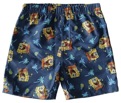 Produktbild von Spongebob Schwammkopf Badeshorts für Jungen - Palmen Kinder Badehose Schwimmhose Boardshorts Badekleidung Hose Blau 98-104