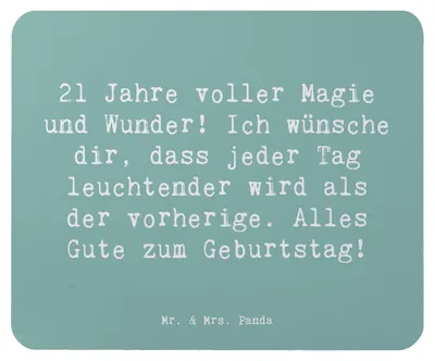 Produktbild von Mr. & Mrs. Panda Mousepad Spruch 21. Geburtstag - Meeresbrise - Geschenk, Aufregung, Mauspad, laptop, Freude, mousematte, Geburtstagsgeschenk, mausteppich, Jung