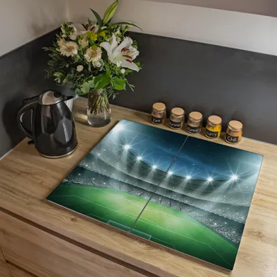 Produktbild von banjado Herdabdeckplatte zweiteilig je 30x52cm groß mit Gummi Abstandshalter, ESG Sicherheitsglas mit Motiv Arena [HAP2 10875]