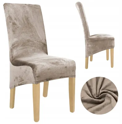 Produktbild von Stuhlhusse XL kühles Beige - Samt Stuhlbezug - Universal Stretch Bezug für Große Stühle