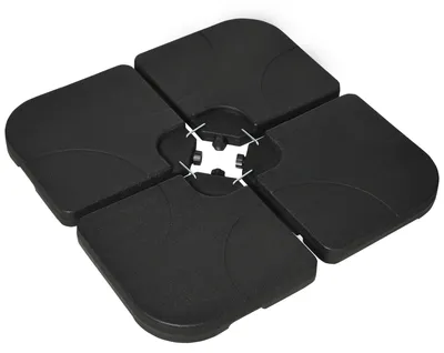 Produktbild von Gewichtsplatten für Sonnenschirmständer 4-teilig befüllbar bis 78 kg HDPE Wasser oder Sand Schwarz 104 x 104 x 7,5 cm