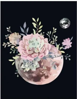 Produktbild von Rosa Malen nach Zahlen Blumenplanet Leinwand 35x45 cm Acrylfarben Set