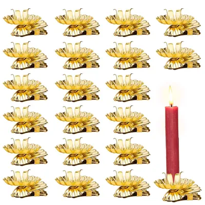 20 Mini-Gold-Kerzenhalter für Weihnachtsbaum, verstellbar, mit Tropfschutz