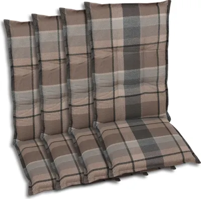 Produktbild von GO-DE Textil, Sesselauflage Hochlehner, 4er-Set, Farbe: braun, Maße ca.: 120 cm x 50 cm x 6 cm