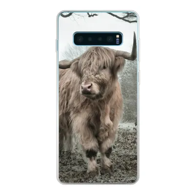 Produktbild von MuchoWow® Handyhülle Schutzhülle Hülle für Samsung Galaxy S10 Plus Schottischer Highlander - Wald - Nebel - Kuh - Tiere - Natur Silikon Softcase Handy Hülle - Schutzhülle
