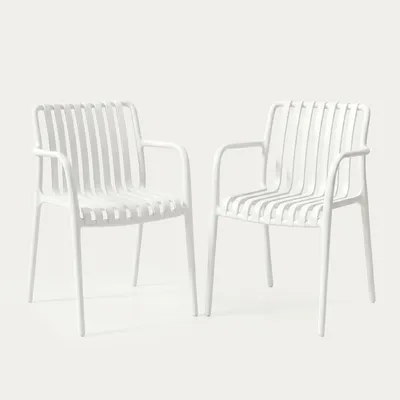 Zdjęcie produktu dla HOMLA Zestaw 2 krzeseł VALORO ogrodowych białych 54,5x58,5x81 cm