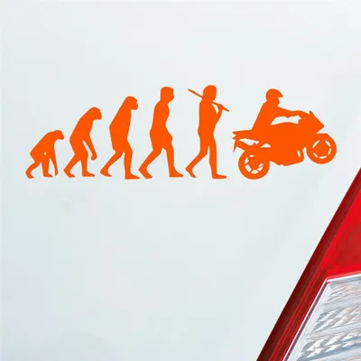 Produktbild von Auto Aufkleber Evolution Motorrad Mopped Bike 15x4,5 cm Orange Sticker Heckscheibenaufkleber
