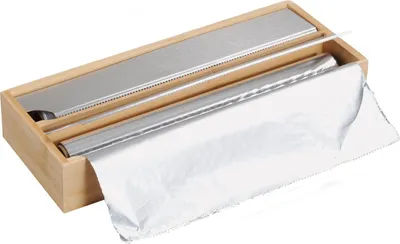 Zdjęcie produktu dla Dyspenser do folii spożywczej, dwie przegródki, bambus, 35 x 13 cm