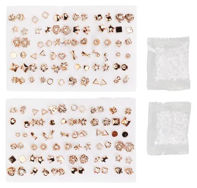Produktbild von 2 Packungen Ohrstecker-Set, 72 Paar goldene Ohrringe mit Strass für Mädchen, Frauen, Männer