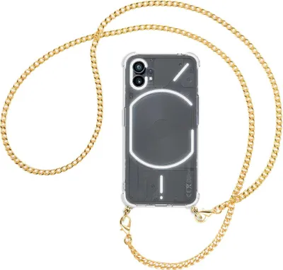 Produktbild von Handykette Backcover-Schutzhülle mit Band (Metall goldfarben) für Nothing Phone (1) (A063, 6.55'') - goldfarbene Kette
