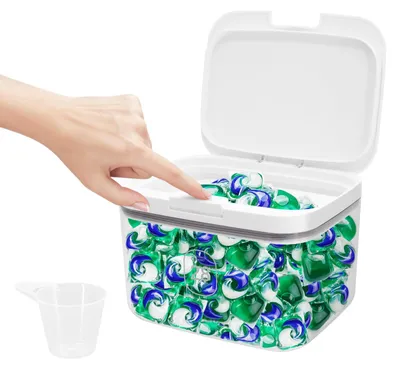 Aufbewahrungsbox für Waschmittel, 2,8 l, mit Messbecher, transparent