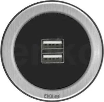 Image de Schulte EVOline One Chargeur USB encastrable 00.014 noir acier inoxydable