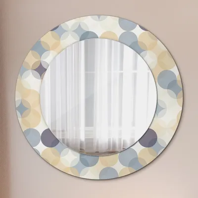 Obrázok produktu pre Okrúhle zrkadlo s modernou potlačou - nástenné dekoratívne zrkadlo - geometrické kruhy - Ø50cm