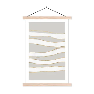 Produktbild von MuchoWow® Textilposter Linie - Abstrakt - Muster 120x180 cm mit holzfarbenen Rahmen - Textil-Plakat