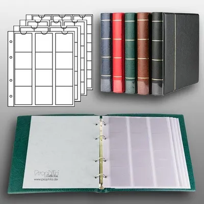 Produktbild von Prophila Collection Münz-Album mit 4 Hüllen für 110 Münzen grün