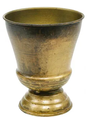 Produktbild von Vintage Metall Pokalvase Übertopf Messing Ø14cm H17cm Dekoration